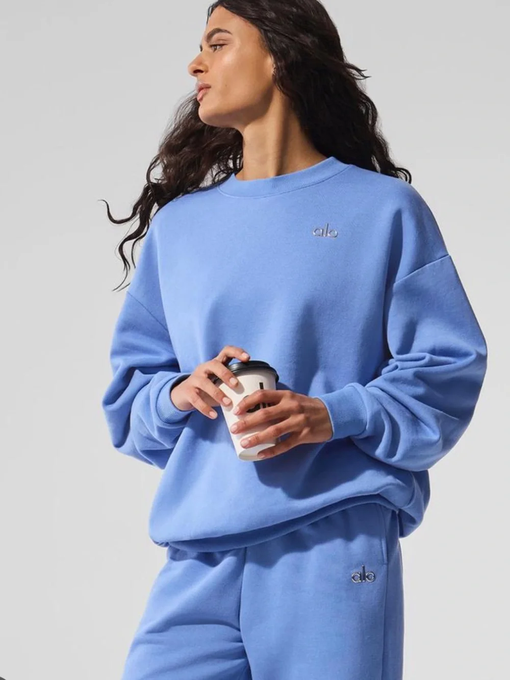 ALO Accolade Crew Neck Pullover, Crystal Clear Blue, size S